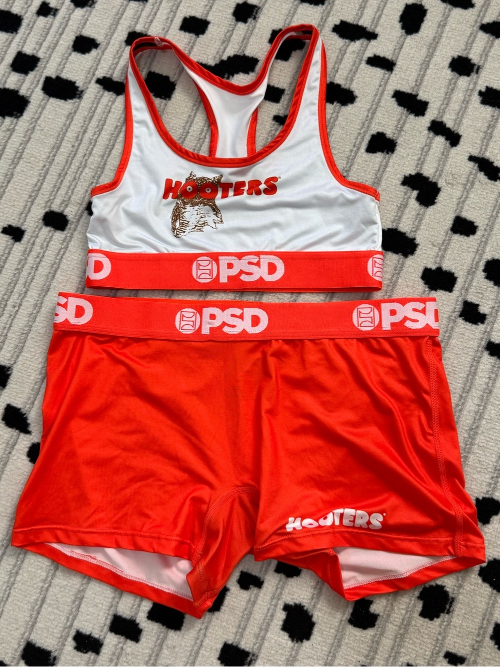 PSD Hooters Orange and White Sports Bra & Shorts Set